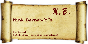 Mink Barnabás névjegykártya